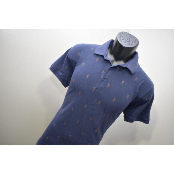 Peter Werth London Golf Polo Pineapples Blue Short Sleeve Mens Medium - Picture 5 of 8